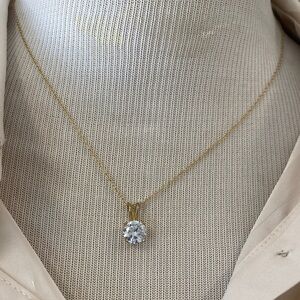 Classic Gold Necklace with Clear Solitaire Pendant